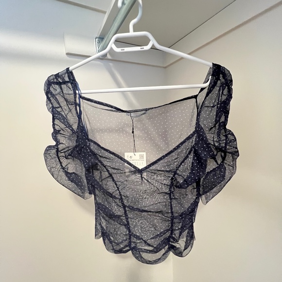 Zara Polka Dot Tulle Top - Size S - Picture 1 of 2